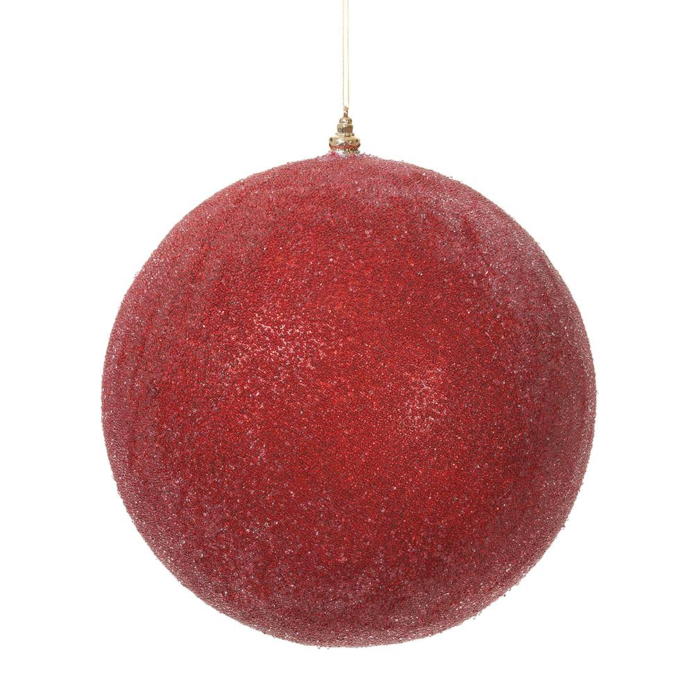 12" Beaded Red Ball Ornament