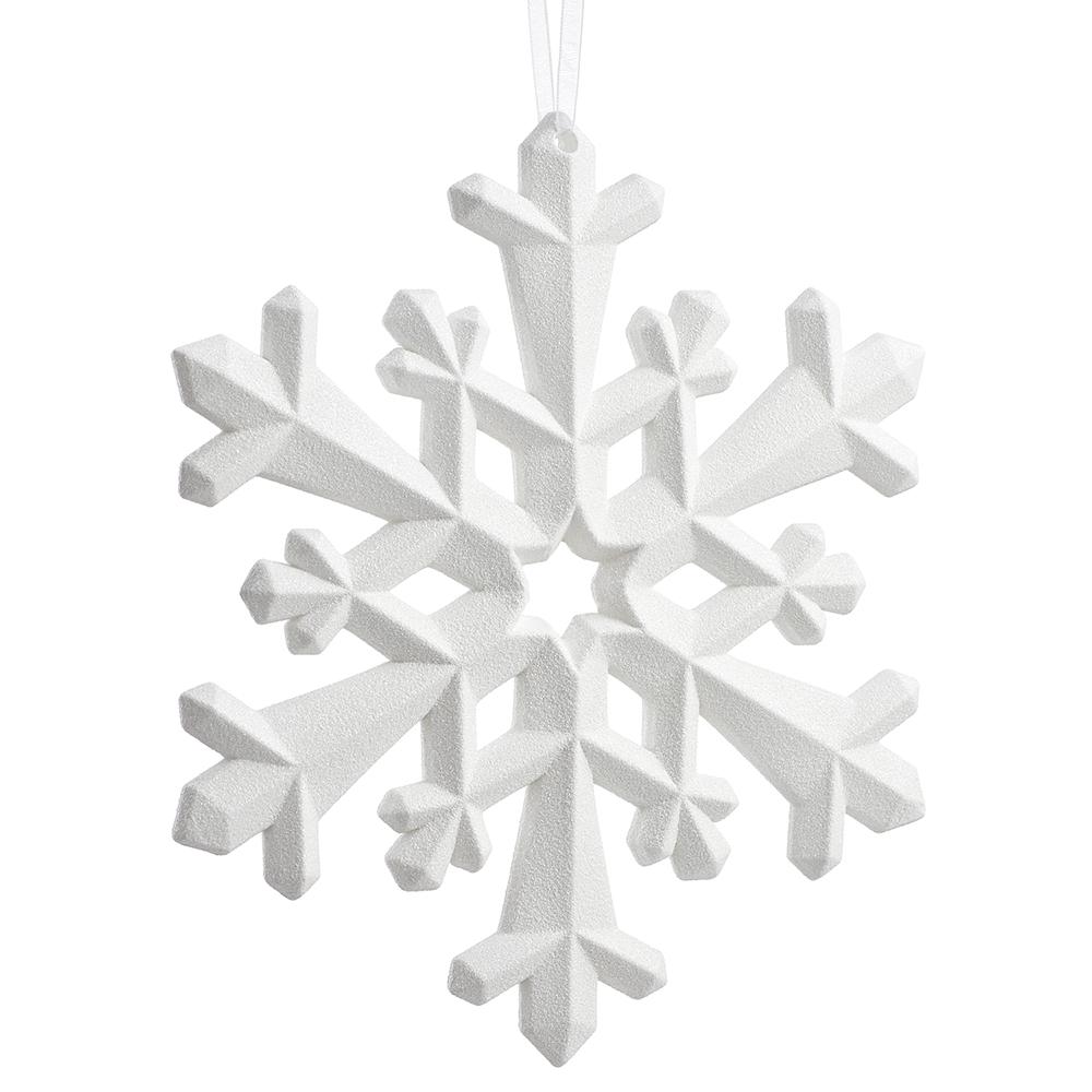 9" Snowflake White Ornament