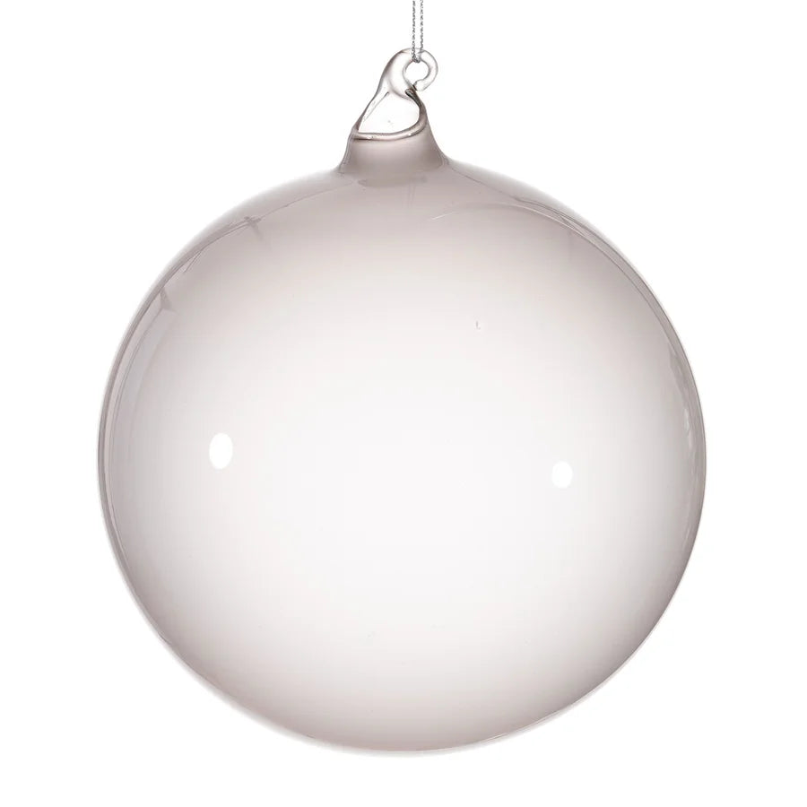 6" Light Grey Glass Ball Ornament