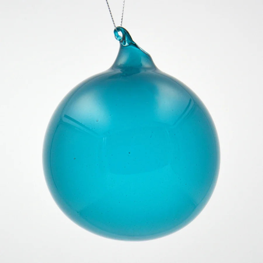 4" Eucalyptus Blue Glass Ball Ornamenent