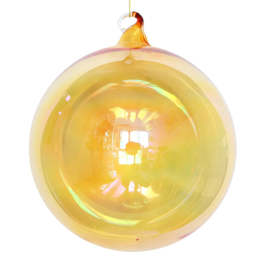 6" Amber Glass Ball Ornament