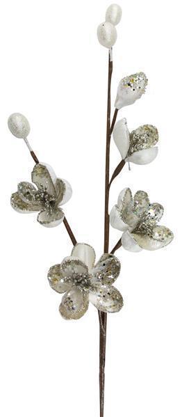 34" White Mini Magnolia Spray