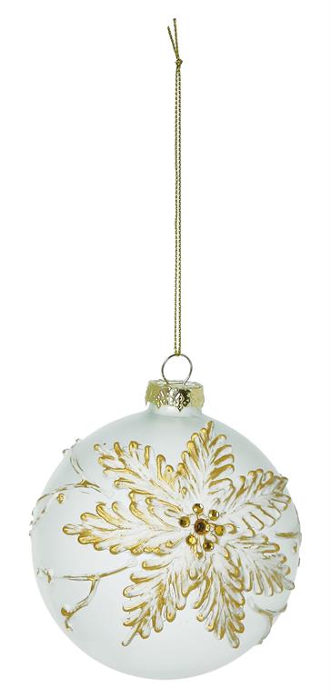 4" Matte Glass Ornament Poinsettia Gem