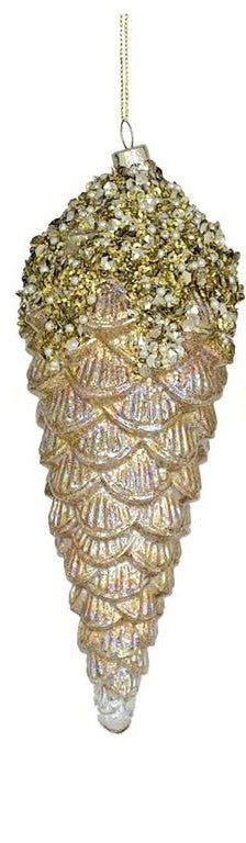 8" Pinecone Glass Rose Gold