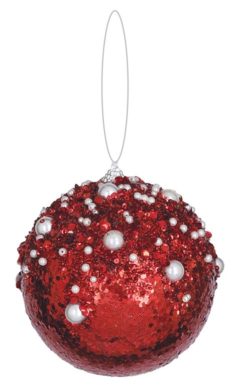 5" Red Pearl Sequin Ornament