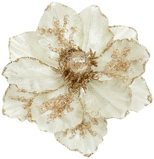 6" Ivory Gold Magnolia w/ Clip