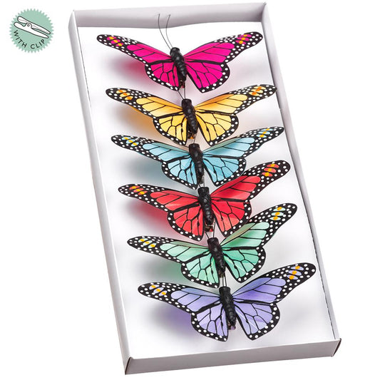 Box/6 Butterfly w/ Clip Multicolor