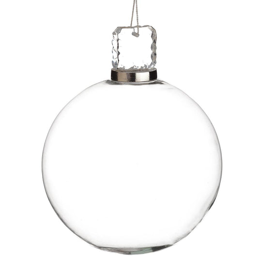8" Crystal Clear Glass Ball Ornament