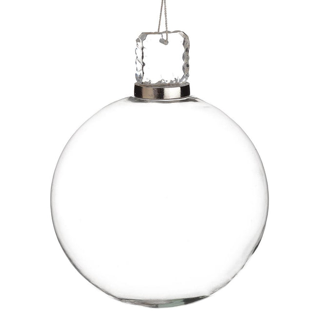 Clear glass crystal ball ornament, 8 inch, for Christmas tree decorating