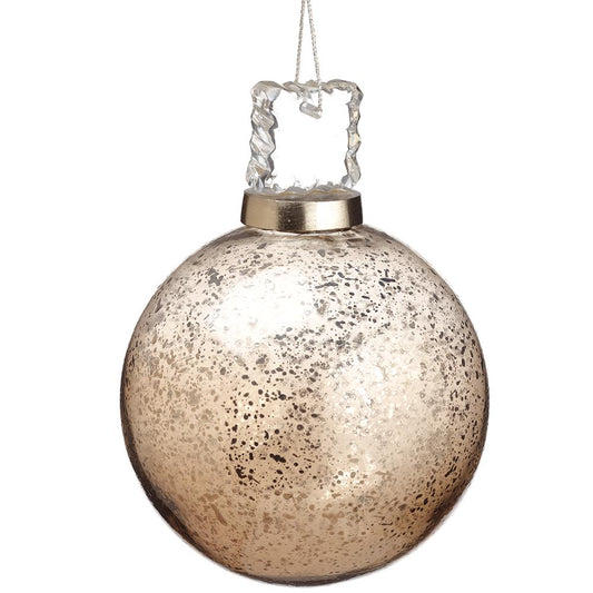 6" Crystal Gold Glass Ball Ornament