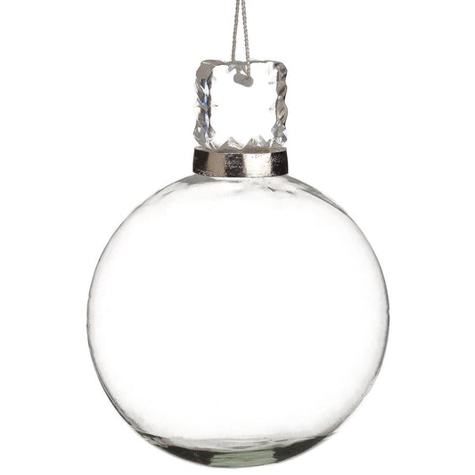 5" Crystal Top Glass Ball Ornament Clear