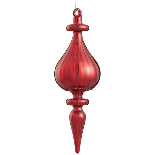 9" Red Finial Glass