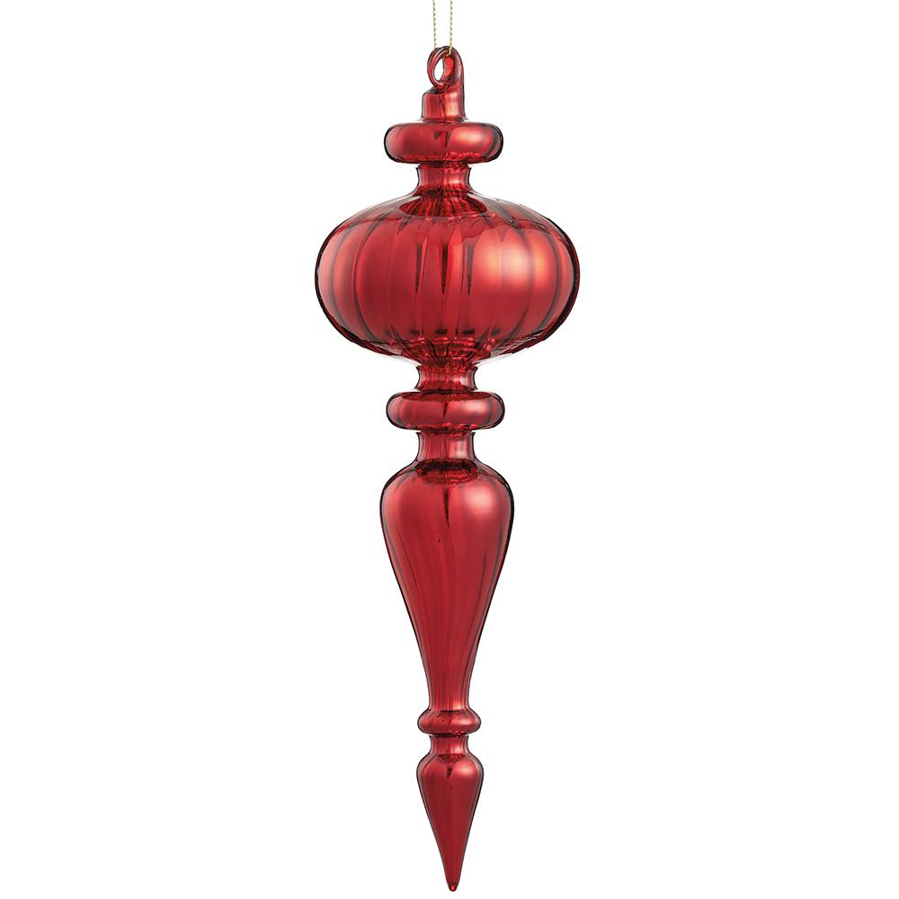 11" Red Finial Glass