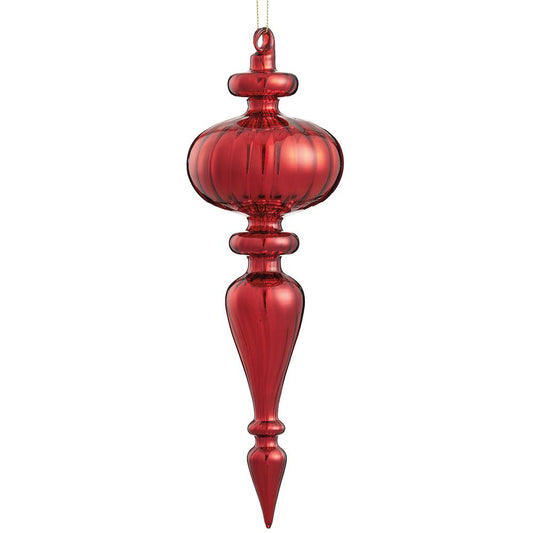 11" Red Finial Glass