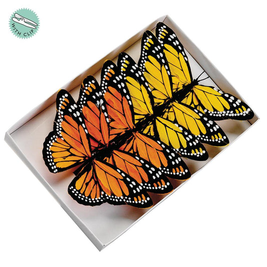 Box/6 Butterfly w/ Clip Yellow Orange