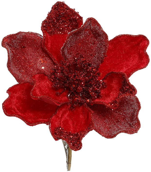 8” Red Magnolia Clip