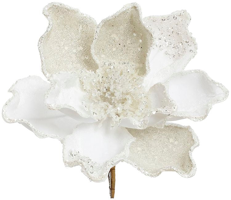 8” White Magnolia Clip
