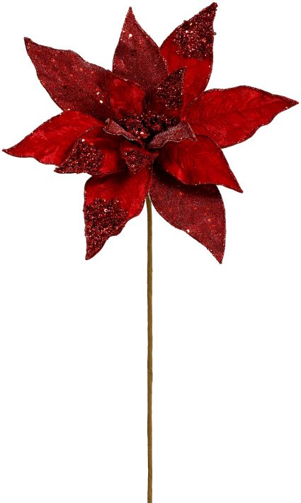 20” Red Poinsettia Glitter Rim Spray