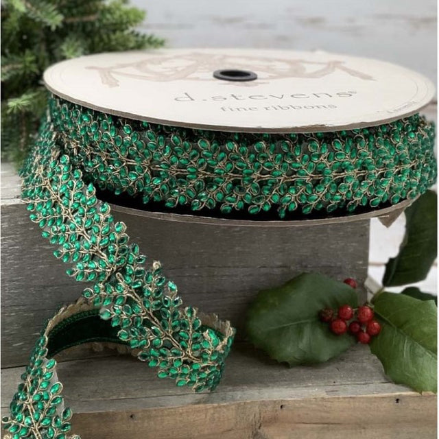 Emerald x10y dupion ribbon, 1.5 inch, for Christmas decorating