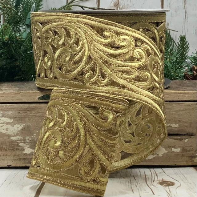 Gold scroll ribbon with an ornate scroll pattern.