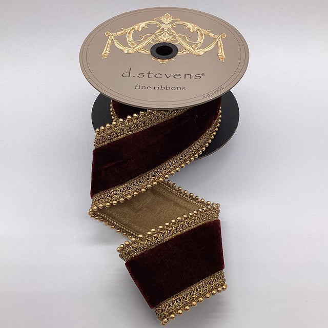 Burgundy and gold ribbon with a rich finish.