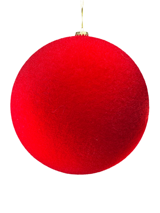 10" Red Flocked Ball Ornament