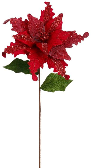 10" Red Poinsettia Stem