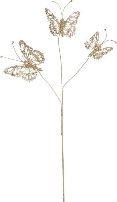 Gold butterfly spray, 22 inch, for spring and Easter decorating