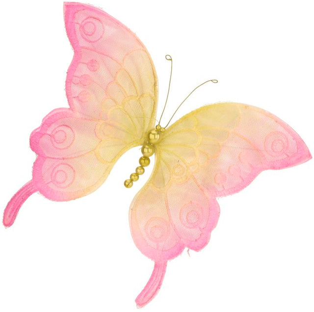 Pink fancy butterfly seasonal & decorations, 9 inch, for Christmas decorating