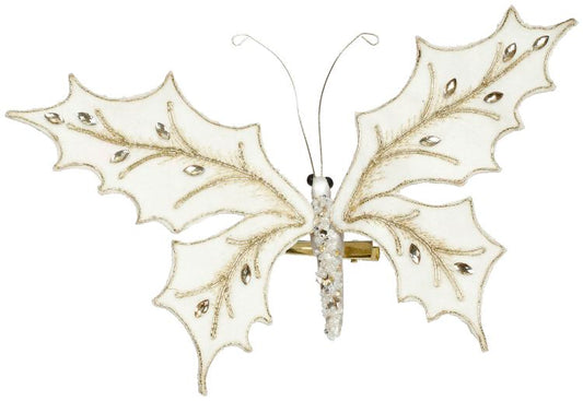 8" White Gold Gem Butterfly