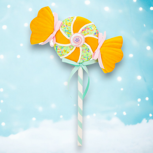 22" Swirl Candy Wrapper Pick Yellow Orange