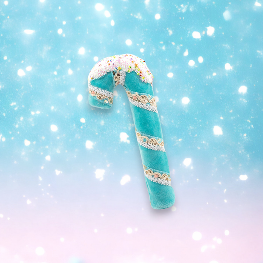 8" Blue Candy Cane Ornament