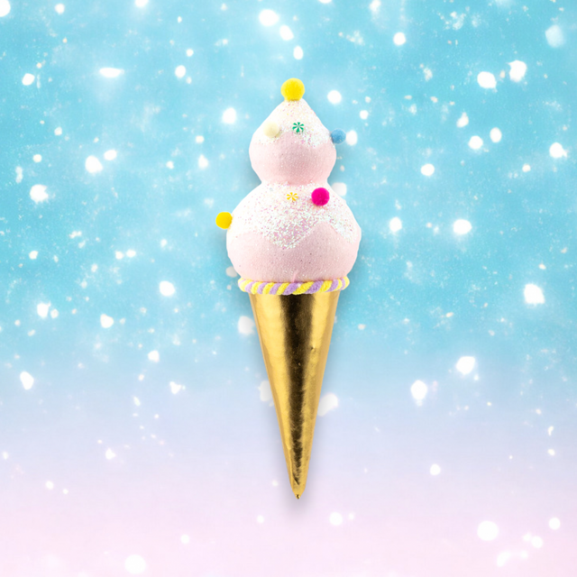 Cream pink ice double ornament, 15 inch, for Christmas tree decorating