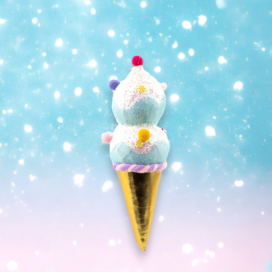 9" Ice Cream Double Scoop Blue Ornament