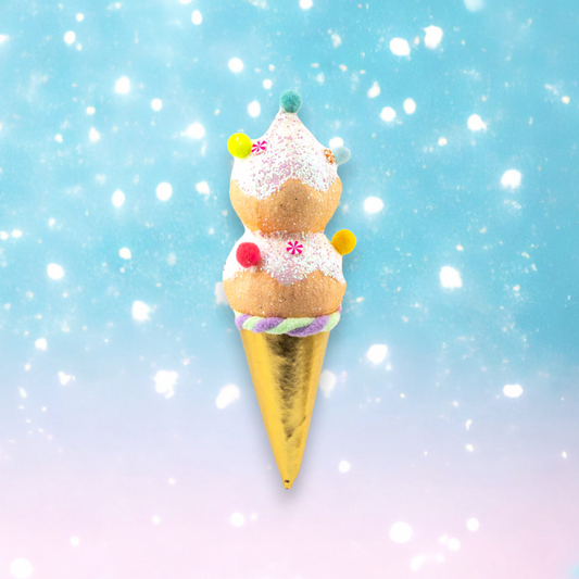 9" Ice Cream Double Scoop Orange Ornament