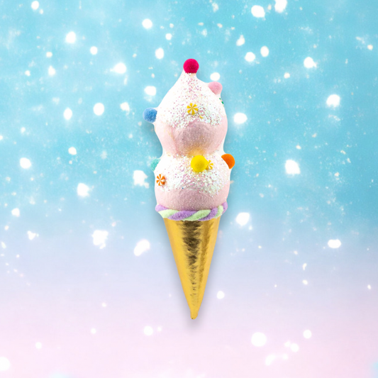 9" Ice Cream Double Scoop Pink Ornament