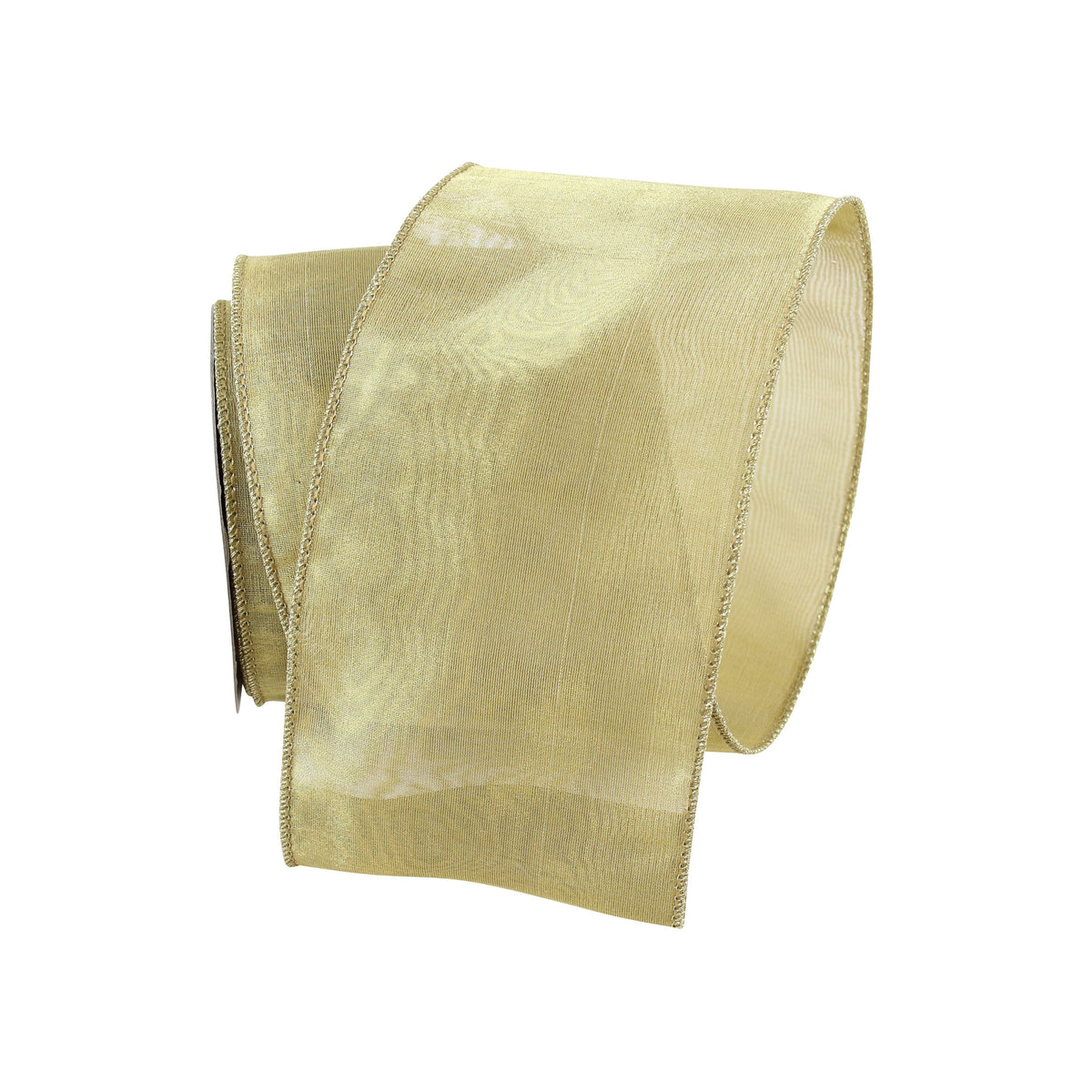 Gold sheer ribbon with a light gilded glow.