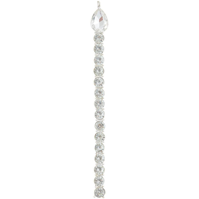 Clear rhinestone candle ornament with crystal drop strand, 4.5 inches
