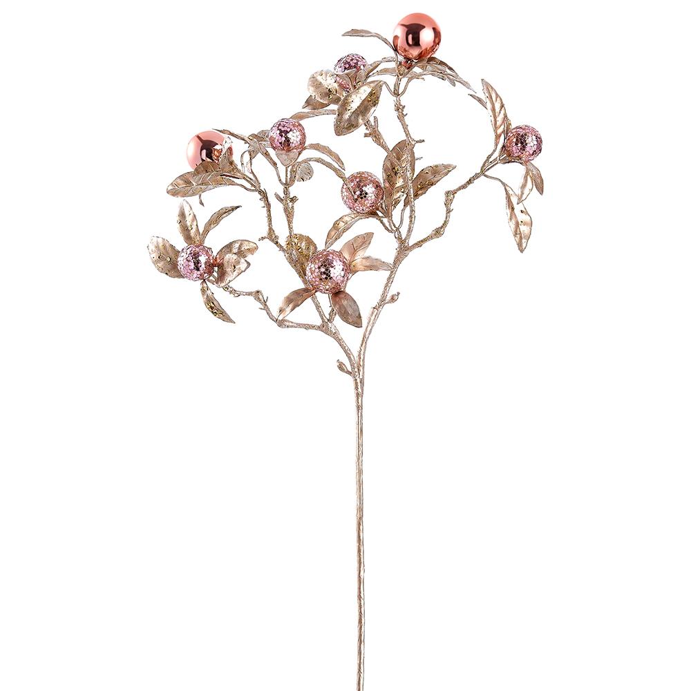 Pink glittered berry spray, 27 inches