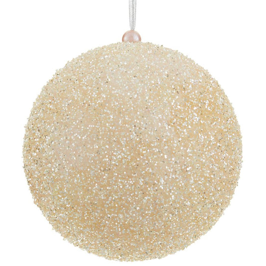 Blush glittered ball ornament, 6 inches