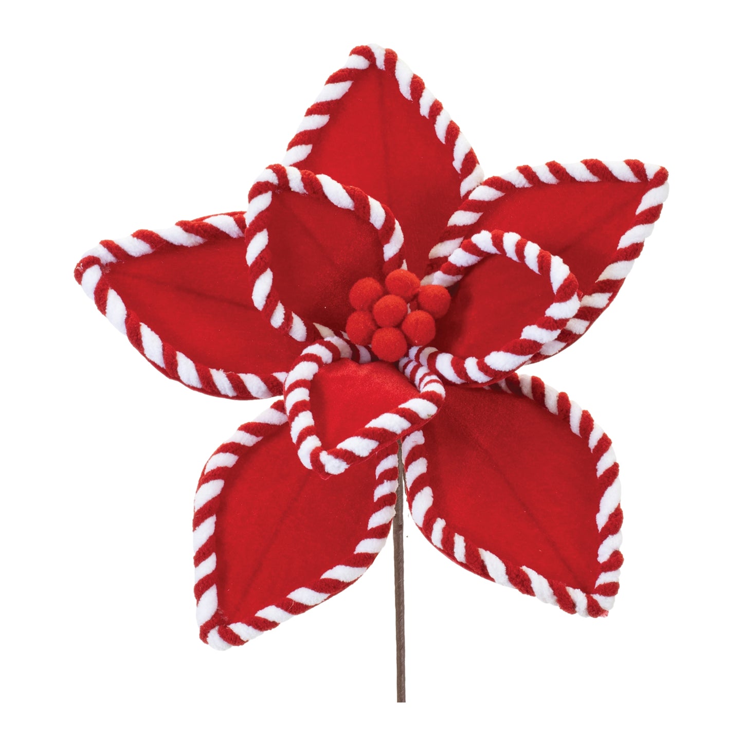 22" Peppermint Poinsettia Stem