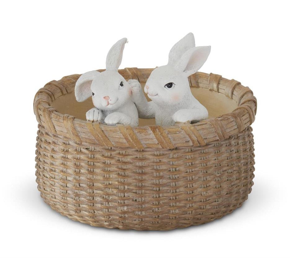 8" Basket Bunnies Resin
