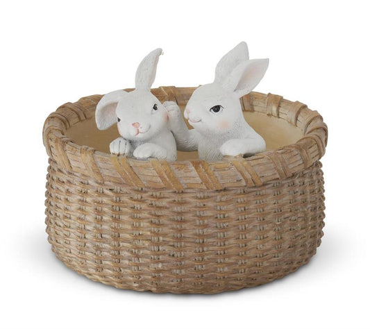8" Basket Bunnies Resin