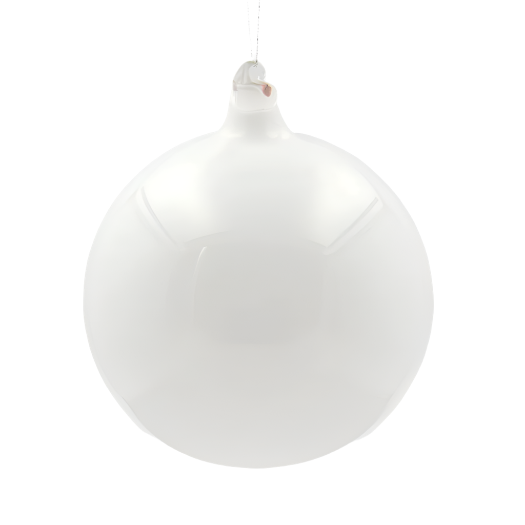 6" White Ball Glass Ornament