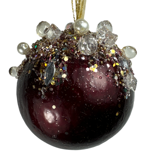 5" Ball Burgandy Dazzling Bejeweled
