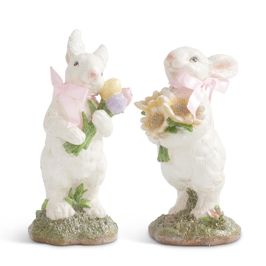 9" Bunny w/ Bouquet Ceramic