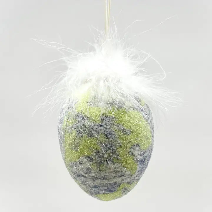 5" Lime Egg Feathers Ornament