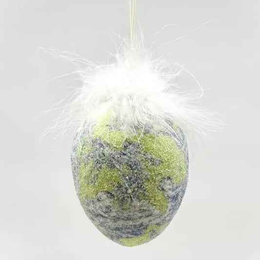 5" Lime Egg Feathers Ornament