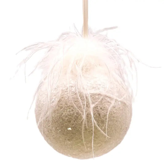 4" Pink Ostrich Bauble Ornament