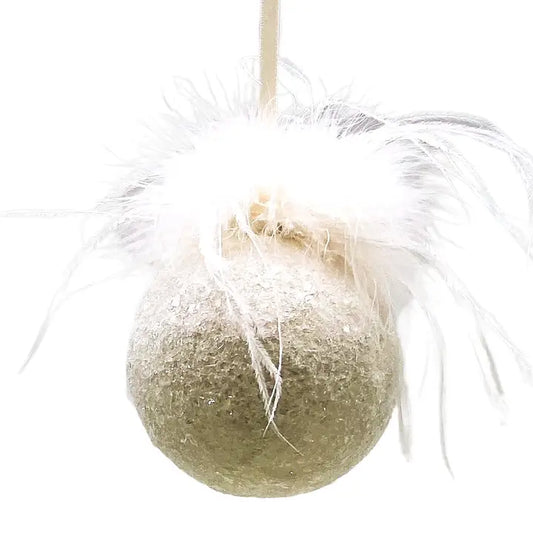 4" Cream Ostrich Bauble Ornament